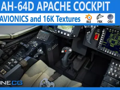 AH 64D Apache Longbow Helicopter Cockpit by NoneCG Free low-poly 3D model