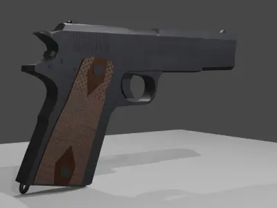 Pistol M1911 WW2 High Poly 3D Model  3D model