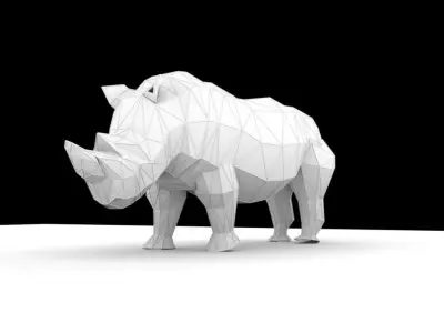 low poly rhino - polygonal Free 3D model