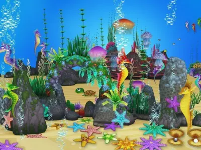 Cartoon Sea Animals Low-poly 3D model