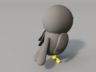 3d crow cartoon bird with big eyes 3D model