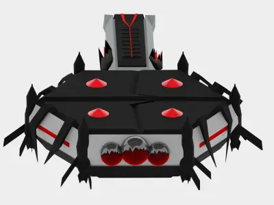 spaceship lowpoly with spacestation Low-poly 3D model