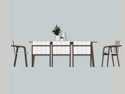 Dining Set 8 Chairs B2C Elm 3D model