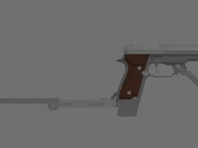 Beretta 93R with stock Low-poly 3D model