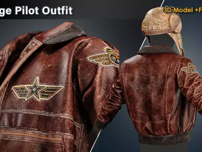 Vintage Pilot Outfit Low-poly 3D model