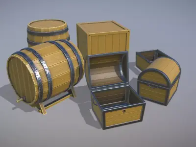 Stylized Wooden Asset Pack Free low-poly 3D model
