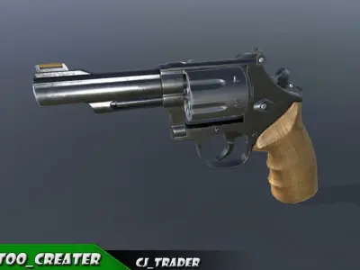 SM557 Revolver 44 Magnum Low-poly 3D model Low-poly 3D model