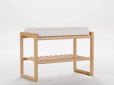 Grondin Coastal Style Solid Wood Shoe Bench Free 3D model