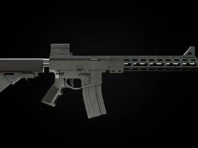 Automatic carbine Low-poly 3D model