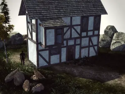 High Quality Medieval house - Building F Low-poly 3D model