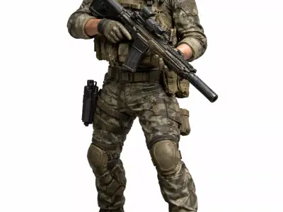 Special Forces Recon Operator STL Modern Military Miniature 3D print model