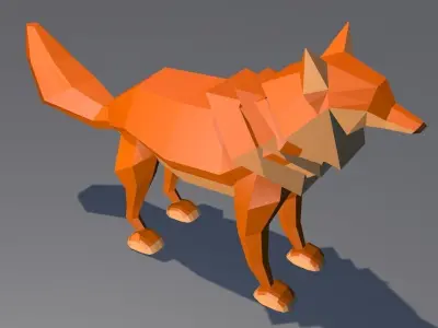 Lowpoly Wolf polygonal fox 3D model
