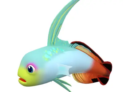 Fire Goby Fish Cartoon Animated Low-poly 3D model