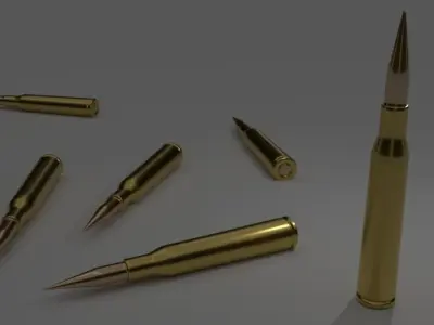 Bullet two gold bullets Free 3D model