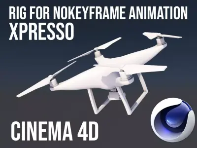 Aerodynamically Rigged 3D Drone Model Cinema4D Low-poly 3D model