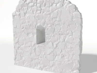 Old castle wall part D Low-poly 3D model
