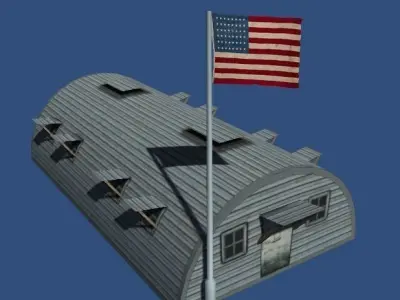 Us Barracks from World War 2 Low-poly 3D model