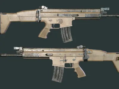 Fn-Scar Assault Rifle Low-poly 3D model