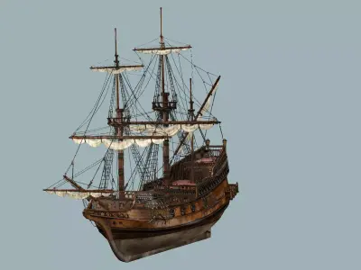 Sailboat Galleon - GameReady Sailing Ship Artemis 3D Model Low-poly 3D model
