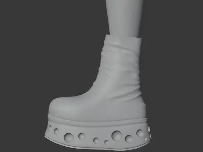 High Poly 3D Platform Boots with Cheese Design 3D model