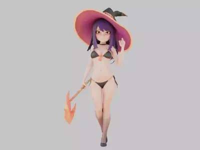 Sorceress in Swimwear Low-poly 3D model