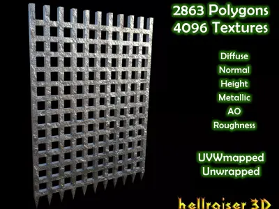 Fort Gate - PBR - Textured Low-poly 3D model