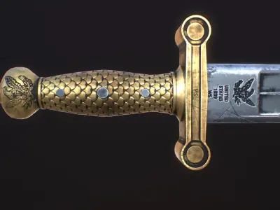  Civil War Artillery Sword Free low-poly 3D model