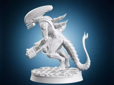 Alien Xenomorph Holding Weapon Miniature 3D print model