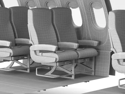 airplane interior chair 3 color 3D model