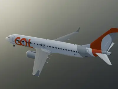 Gol Linhas Aereas Boeing 737-800 low poly with cockpit Low-poly 3D model