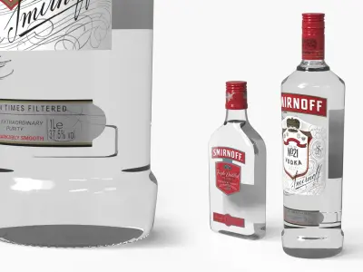 Smirnoff No21 Vodka Bottles Set 3D model