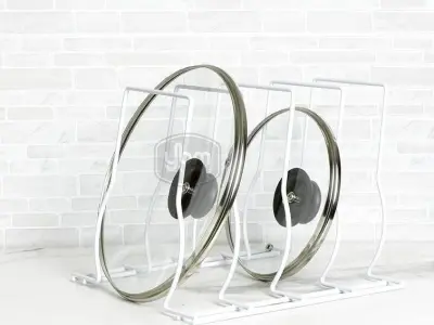 Steel Countertop -Cabinet Pot Rack Free 3D model