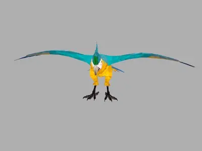 Blue Parrot Low Polygon Art Bird Animal Low-poly 3D model