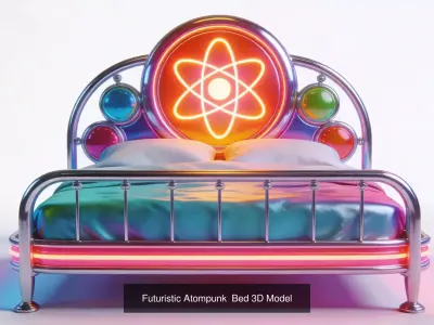 Retro Futuristic Atompunk Furniture Collection 3D Model Pack