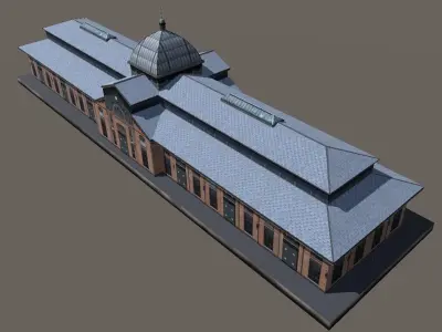 Hamburg Fish Market Fischauktionshalle low-poly 3d model Low-poly 3D model