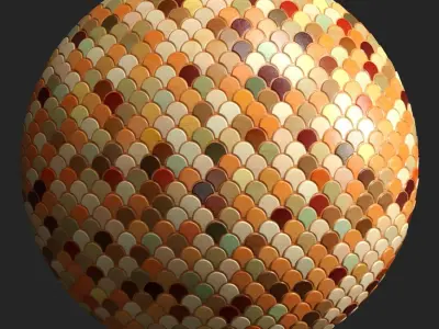 Materials 18- Fish scale tiles PBR 3D model