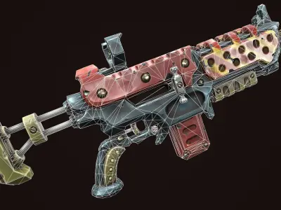 Combat assault rifle Low-poly 3D model