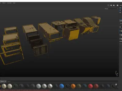 AirDucts set of metal boxes Low-poly 3D model