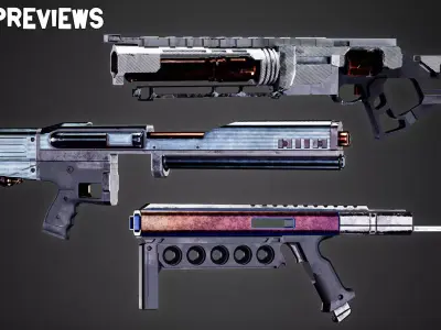 30 Professional Sci-Fi Gun and Textures Vol 16 Low-poly 3D model