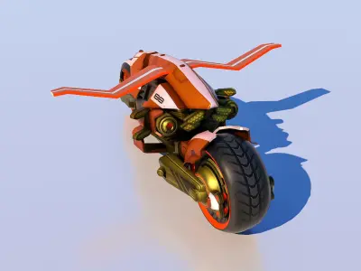 Sci-Fi Bike Tron high and low poly combo Low-poly 3D model