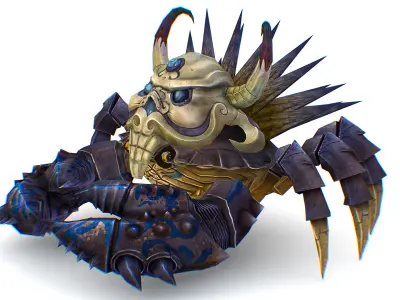 Blue Giant Crab Shell Crayfish Arthropods Sea Animal Low-poly 3D model