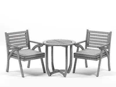 IDZO Outdoor Table Chairs Heavy Duty Wood Low-poly 3D model
