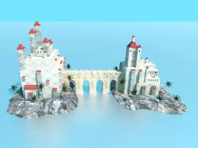 low poly sea castle Low-poly 3D model