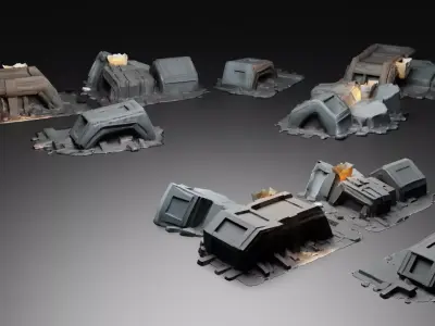 Debris04 Smoke and Sparks LowPoly LOD Low-poly 3D model