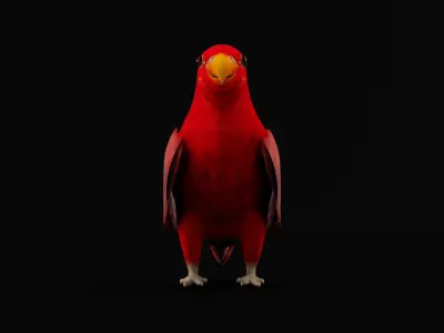 Red Lory Parrot Flamboyant Bird Low-poly 3D model