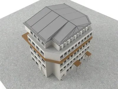 Residence Apartment Hotel Building Free low-poly 3D model