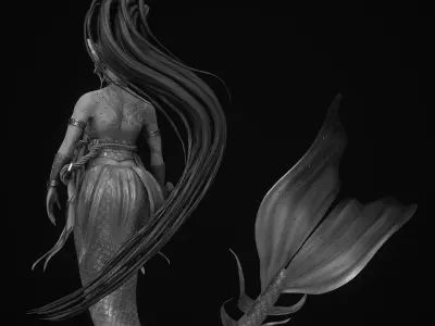 Mermaid 3D Model low poly Low-poly 3D model