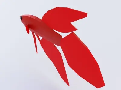 Red betta fish low poly 3d model  Low-poly 3D model