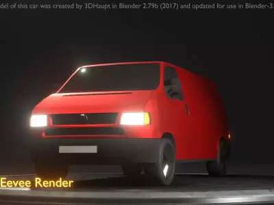 City Car 29 Commercial Transporter Type-C Red Low-poly 3D model
