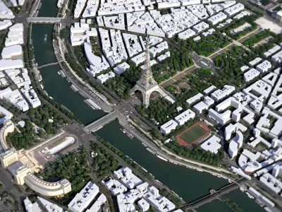 Eiffel Tower France Low-poly 3D model